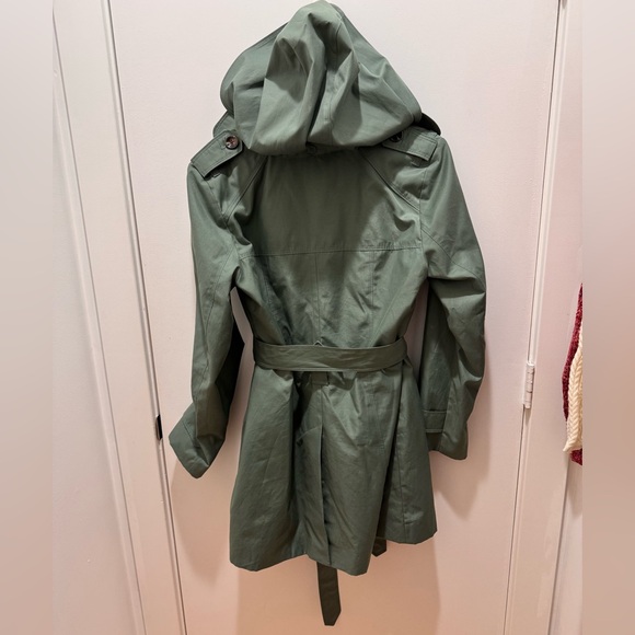 London Fog Women's Mint Green Double Lapel Single Breasted Trench Coat - Picture 4 of 6